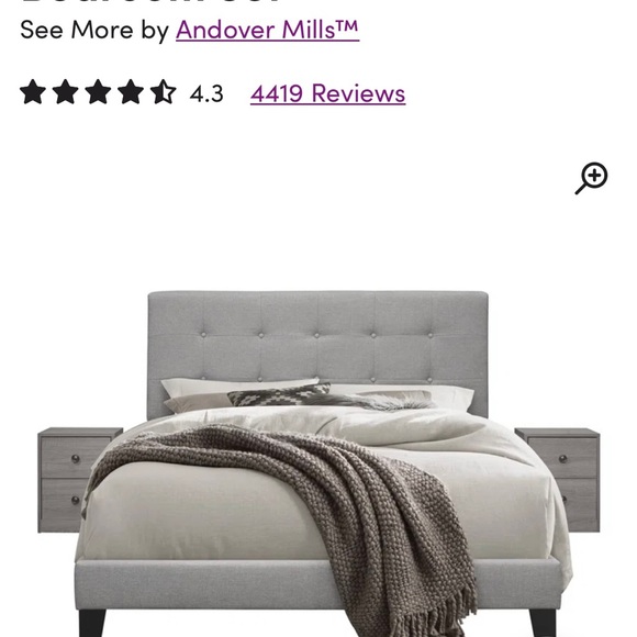 Brand New Sara Queen Upholstered Bed frame with 2 night stands. Modern look!!!!